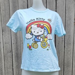 Hello Kitty by Sanrio Rainbow Bike Teal Short Sleeve T-Shirt Size XS